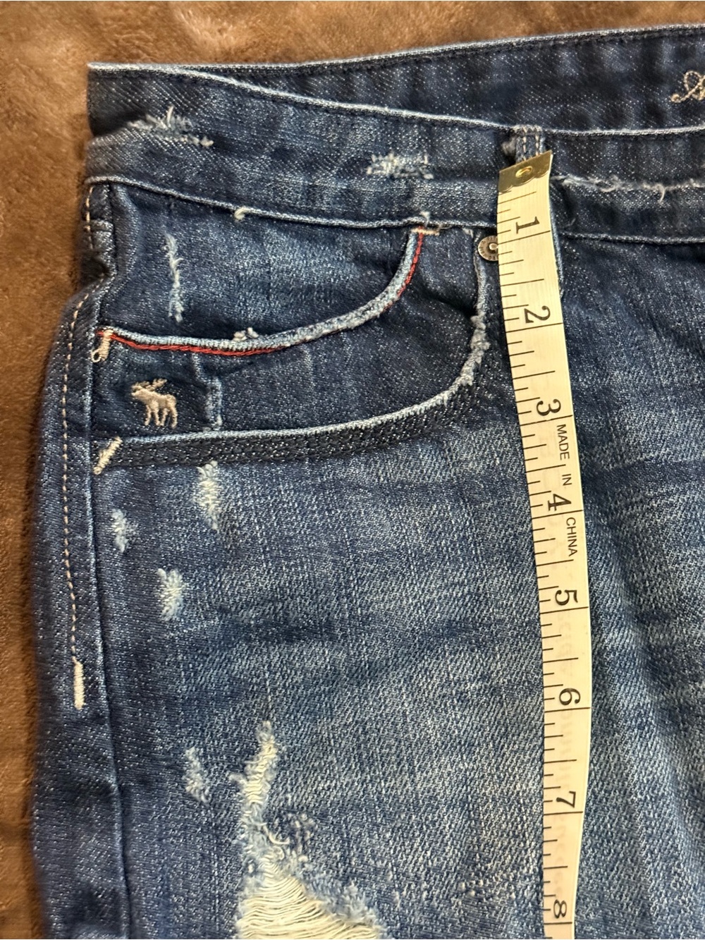 Abercrombie & Fitch Dark Blue Distressed Denim Mini Skirt